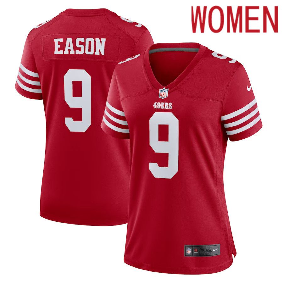 Women San Francisco 49ers #9 Jacob Eason Nike Scarlet Home Game Player NFL Jersey